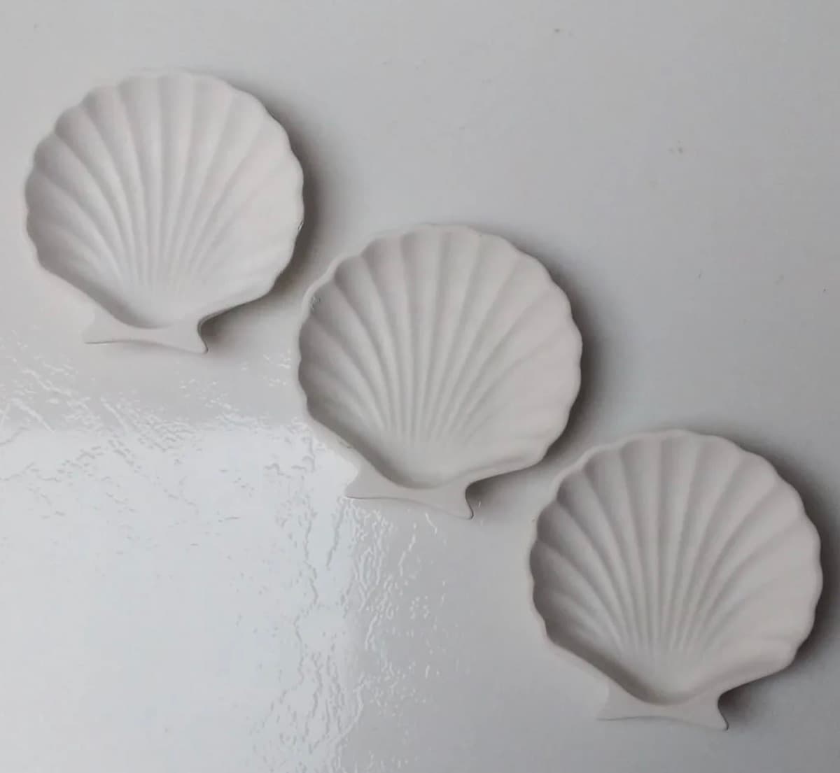 Bandejas de cemento blanco en forma de concha